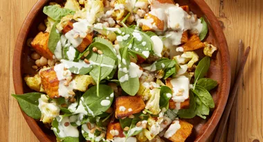 Make the perfect Spring salad with this Roasted Cauliflower and Sweet Potato recipe