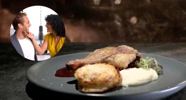 MKR 2023 episode one recipe: Tommy and Rachel’s cripsy duck leg