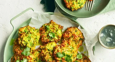 Green Pea and Haloumi Fritters
