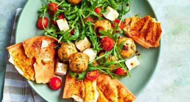 Tuscan Turkey Meatball Bread Salad