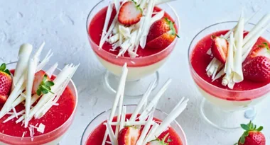 Berry-Topped White Chocolate Panna Cotta