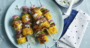Whip up these delicious Cajun Beef and Corn Kebabs