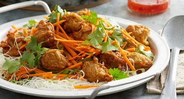 Thai Fish Balls with Carrot and Coriander Salad