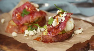 Harissa Poached Eggs & Avocado