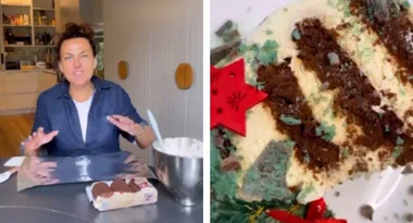 Chrissie Swan’s Christmas decorated Chocolate Ripple Cake recipe