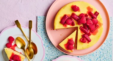 Berry Rhubarb Topped Cheesecake recipe