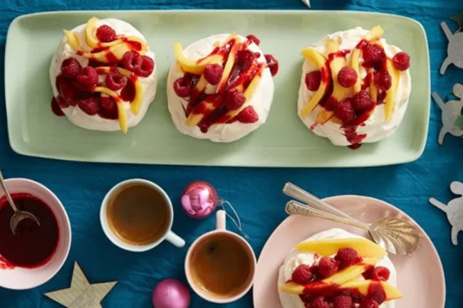 Mango and Raspberry Pavlova