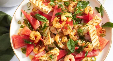 Prawn, Halloumi and Watermelon Salad