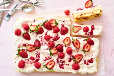 Delicious sweet treat: Berry cream custard trifle slice recipe