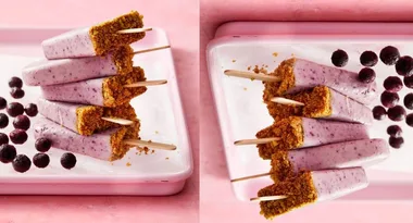 Our 15 minute recipe for Blueberry Banana Fro-Yo Pops