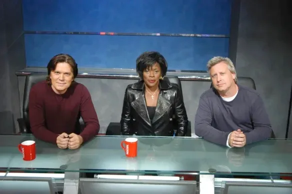 Original Australian Idol hosts Mark Holden, Marica Hines and Ian Dickinson