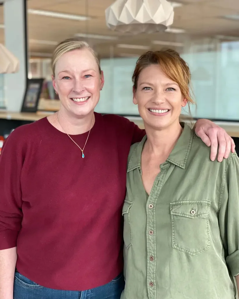 leigh sales and colleague the newsreader