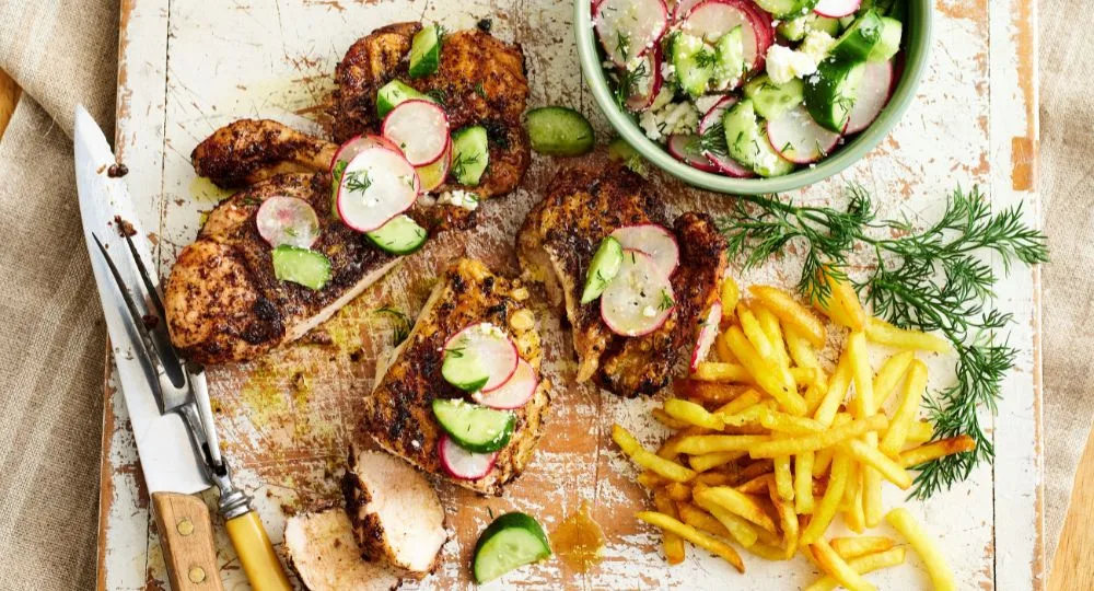 Sumac Chicken with Radish Cucumber Salad Recipe | New Idea