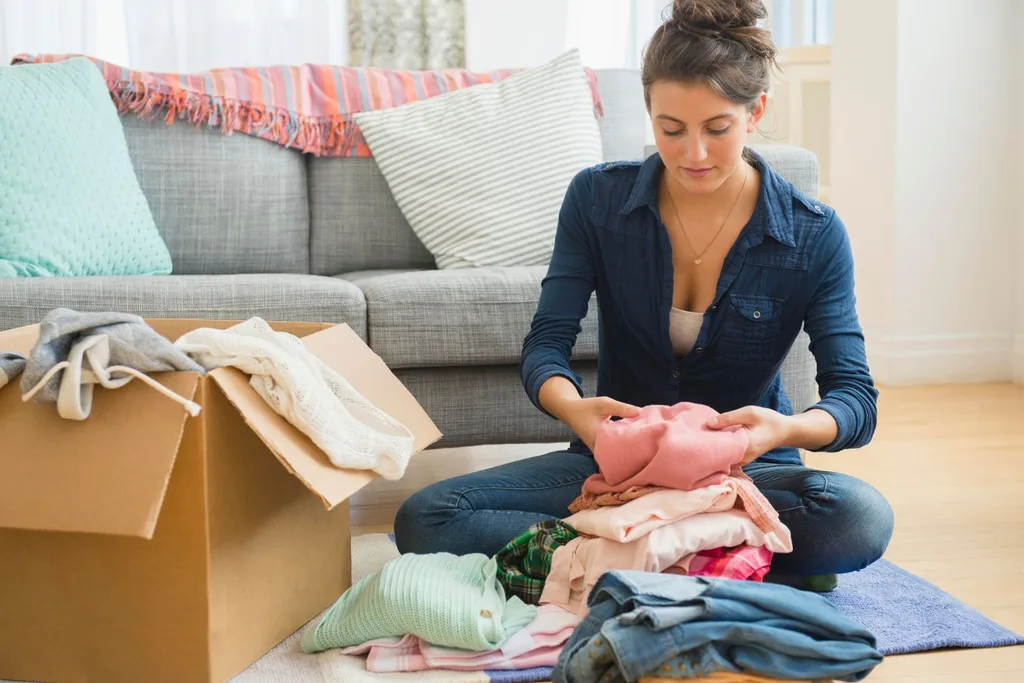 Woman organising clothes