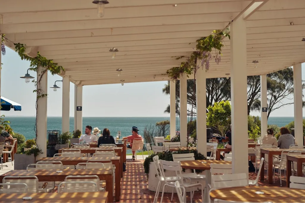 Outdoor seating area of Portsea Hotel