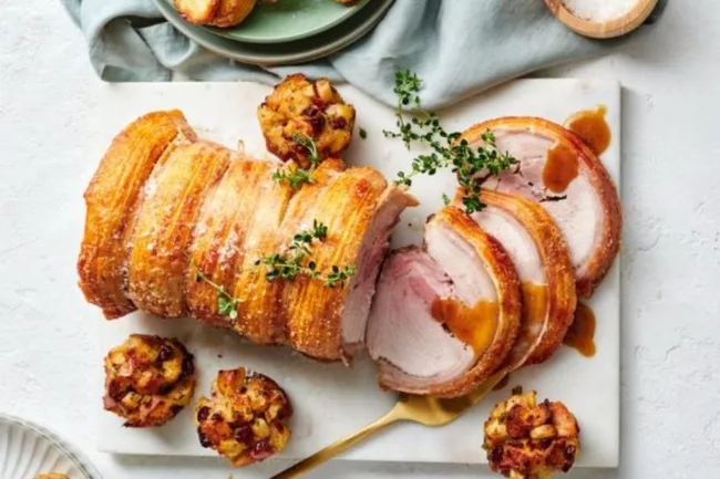 crackling-pork-with-apple-cranberry-stuffing-muffins-recipe