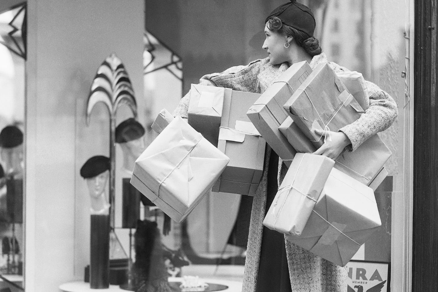 Lady with shopping bags.