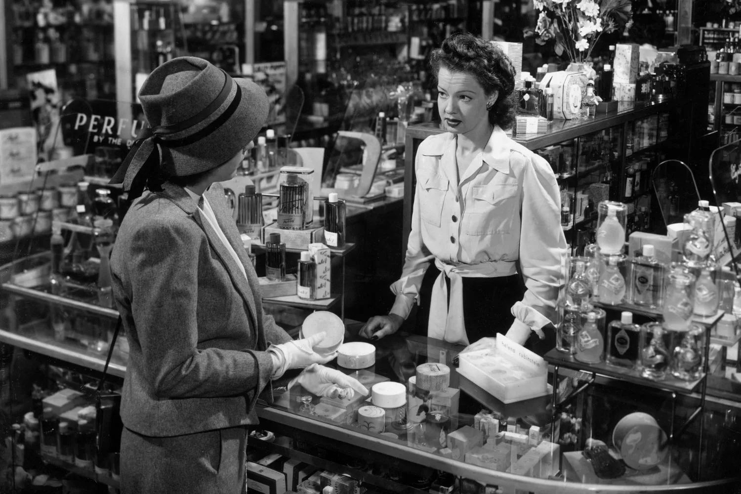 Woman shopping for beauty products.