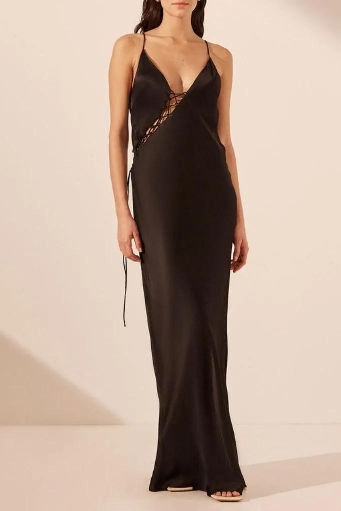 Mia lace up maxi dress the iconic