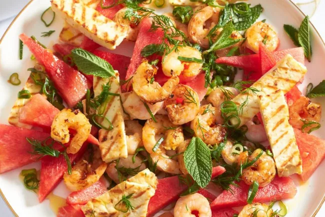 prawn-haloymi-watermelon-salad