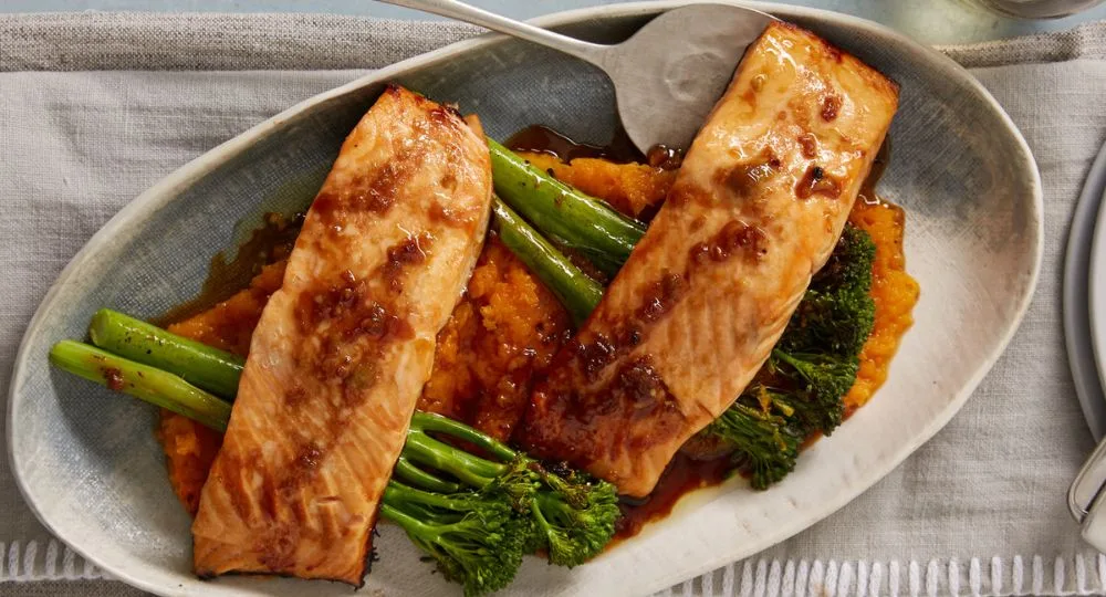Wasabi Salmon with Broccolini and Pumpkin Recipe | New Idea