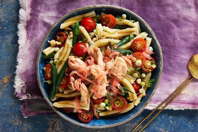 Hot Smoked Salmon Pasta Salad