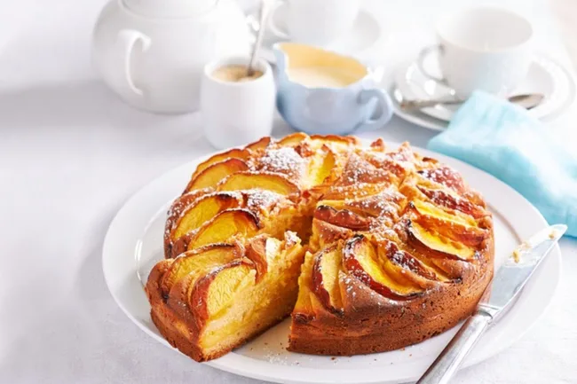 Peach-custard-cake