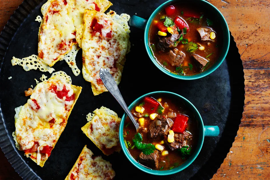 Mexican Beef Soup with Cheesy Tacos Recipe | New Idea