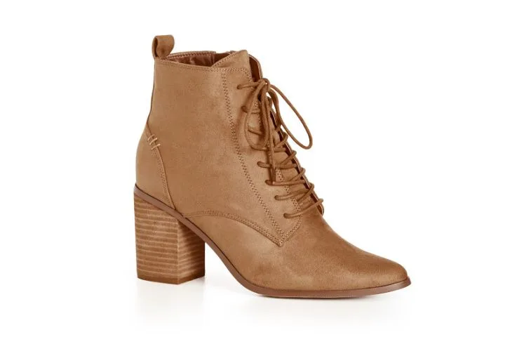 City Chic Wide Fit Calista Ankle Boots In Tan