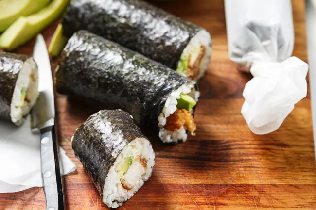 Chicken-Schnitzel-and-Avocado-Sushi-Rolls
