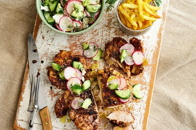 sumac-chicken-with-radish-cucumber-salad