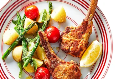 Mustard-Crumbed Lamb Cutlets with Warm Potato Salad