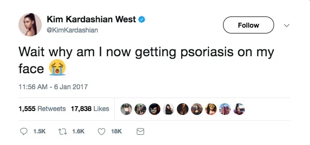 Kim Kardashian Psoriasis Twitter