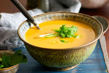 Warm up with this Thai Pumpkin Sweet Potato and Coconut Soup