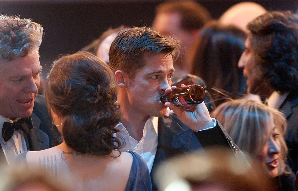 Brad Pitt drinking