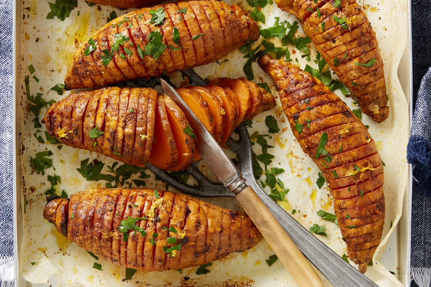 Roasted Hasselback Sweet Potatoes