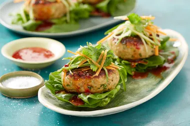 Open Thai chicken burgers