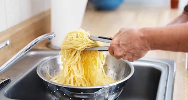 Genius way to strain your pasta