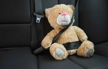 Cheeky toddler has the time of his life while trapped in car