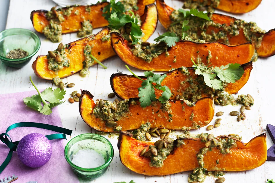 Roasted Pumpkin with Pepita and Coriander Dressing recipe Recipe | New Idea