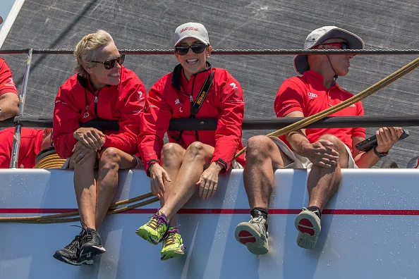 Crown Princess Mary looked radiant in red on board a yacht in Sydney Harbour