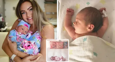 Lucky bub! Fitness star Emily Skye recovers from birth of baby girl at luxury hotel