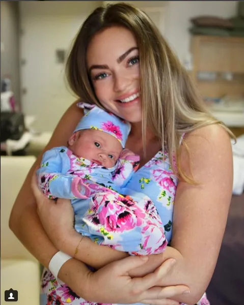 Emily Skye is staying at a luxurious hotel after the birth of her baby