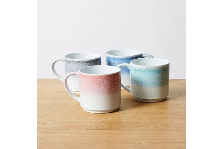 10. Set of 4 reactive glaze mugs, $12