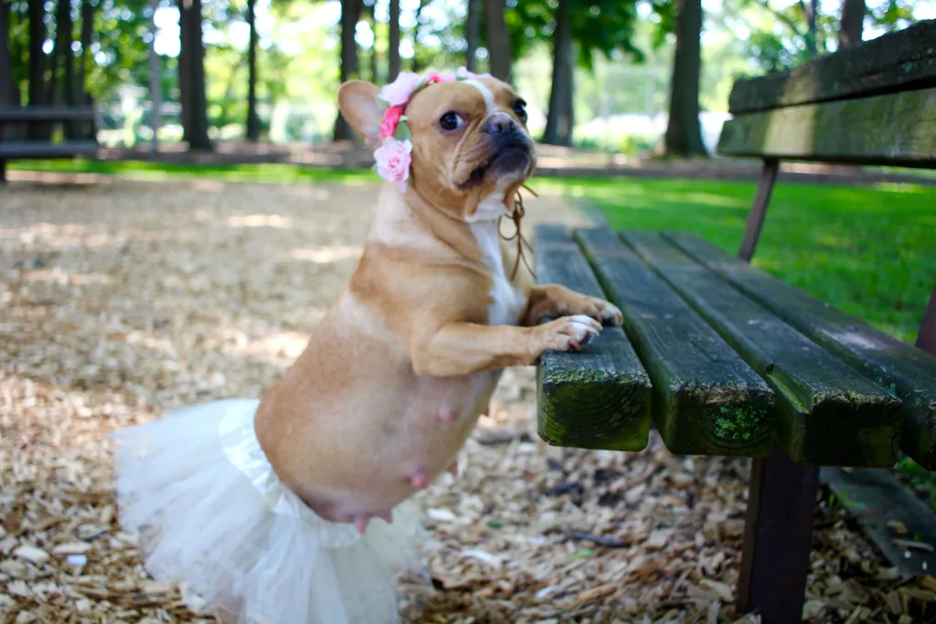 Dog parents-to-be pose for adorable maternity shoot