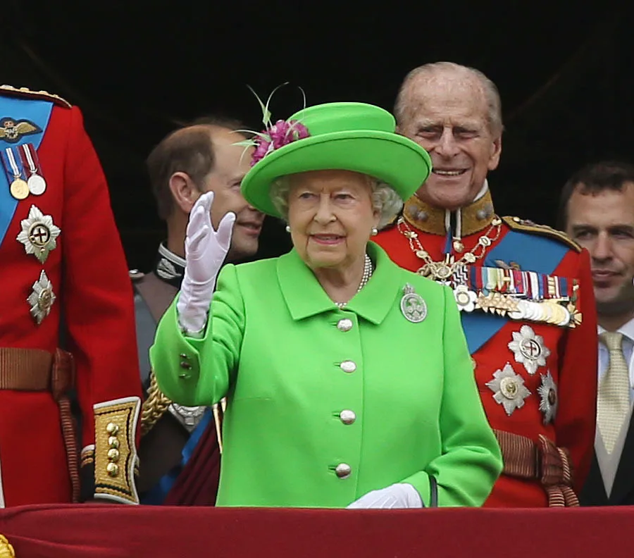 For the Trooping the Colour parade marking her official 90th birthday, the Queen wore a vivid flourescent green