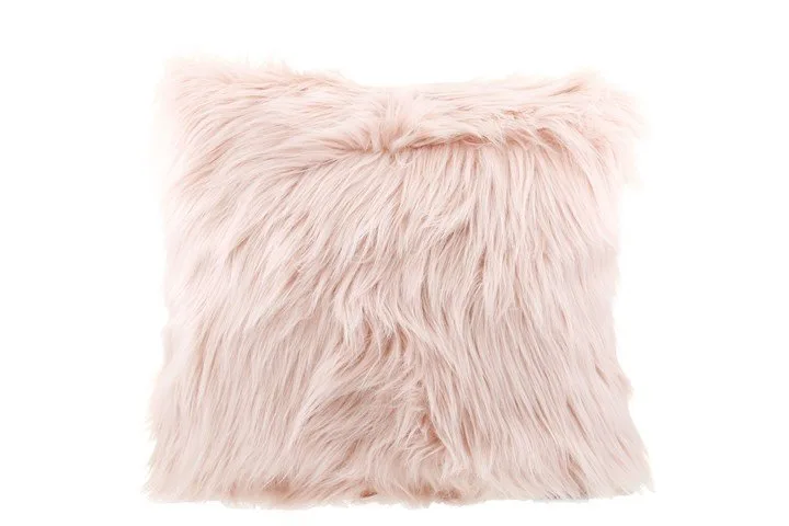 House & Home faux fur cushion in blush, $15, Big W.