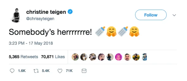 Chrissy Teigen gives birth to second child