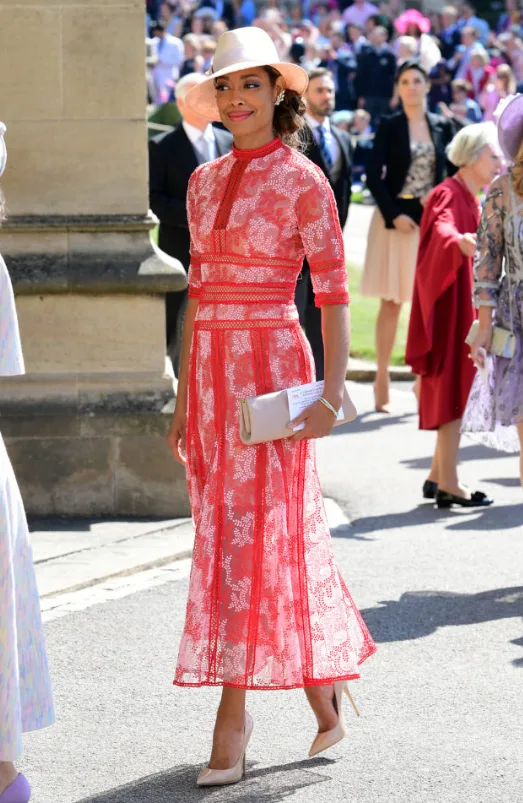 Gina was glamorous in pink