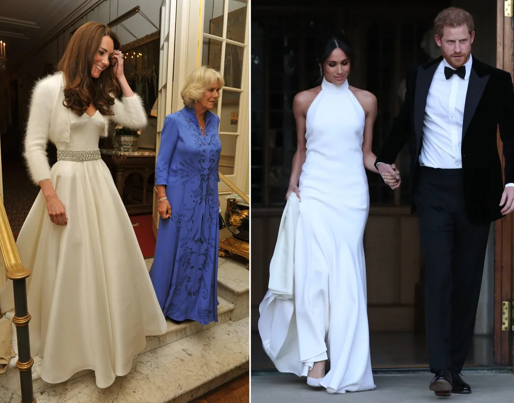 How Meghan's reception dress compared to Kate's